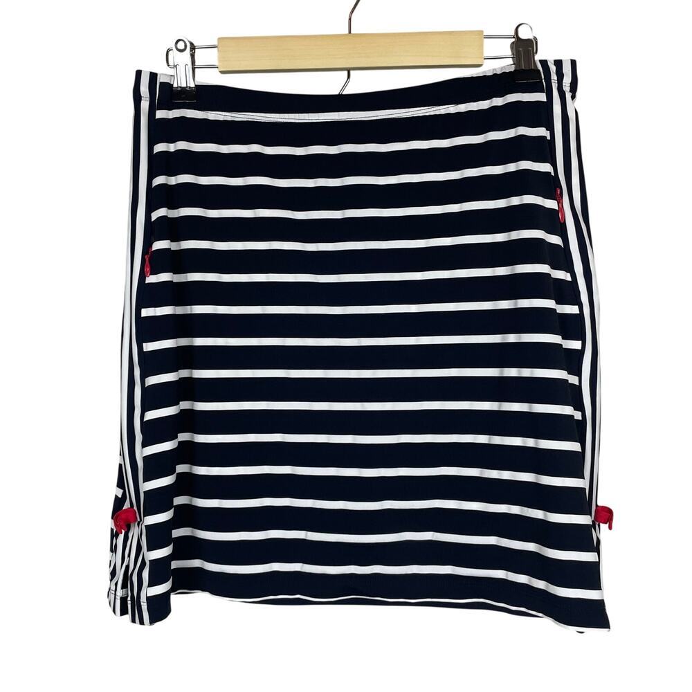 Ibkul Skirt Skort M Black White‎ Striped Red Accent Golf Pickleball Activewear